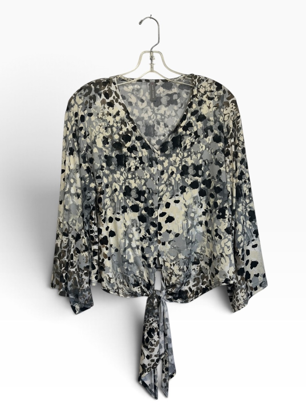 NWT Last Tango | Abstract Flare Sleeve Front Tie Top S